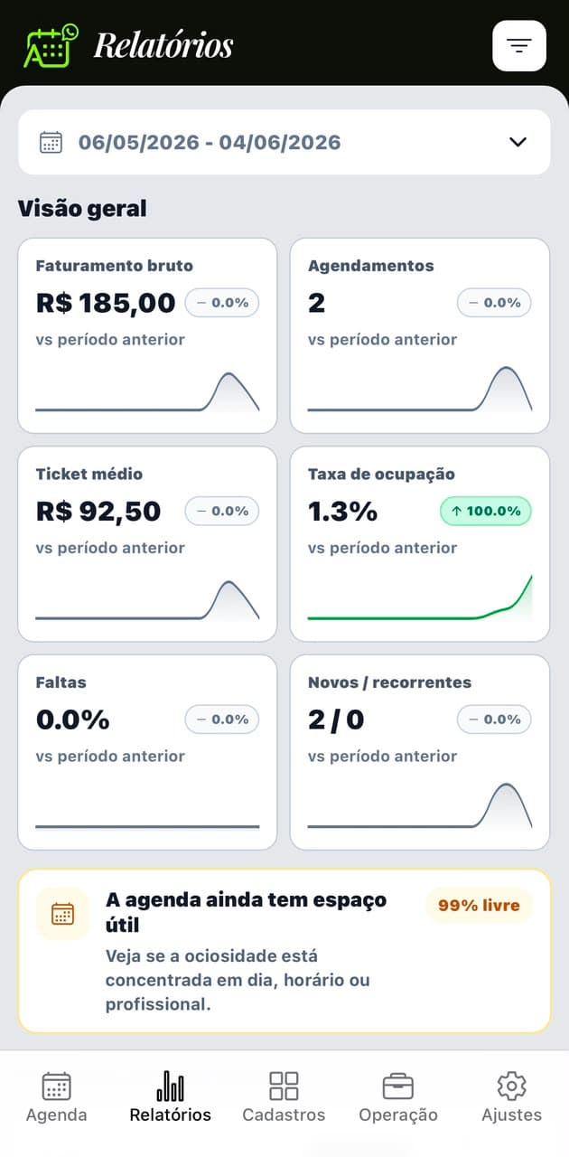 Print real dos relatórios do Agendesk no app mobile